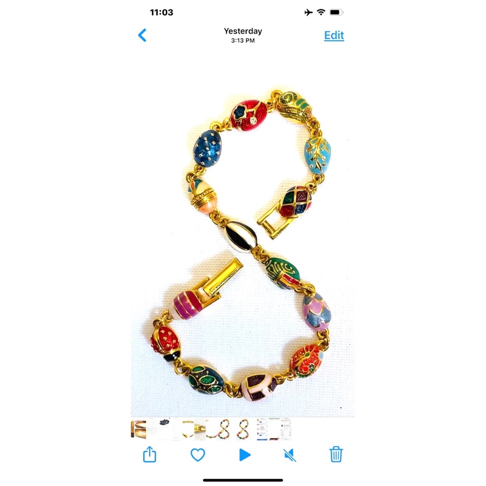 Joan Rivers Bracelet Enamel Eggs & Ladybug
